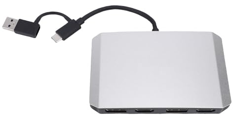 Fockety 4K DisplayPort and HDMI Dual Monitor Adapter for USB 3.0 and USB C, 60Hz Type C to Display Port Splitter, USB C to Dual DisplayPort Adapter for Laptops