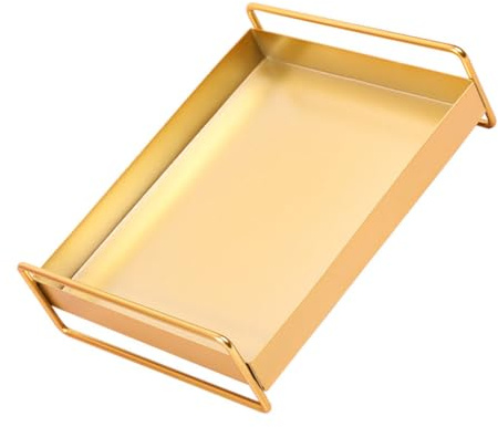 Healvian Plateau De Service Pour Bijoux Doré Grand Format Multifonctionnel Antirouille Imperméable Pour Rangement Cosmétiques Bureau Salle De Bain