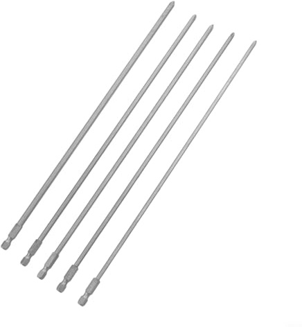 UrbanHui Punte per cacciavite magnetiche lunghe 300 mm, PH1 PH2 a croce, confezione da 5, compatibili con trapano da 1/4, per uso domestico e giardino e officina