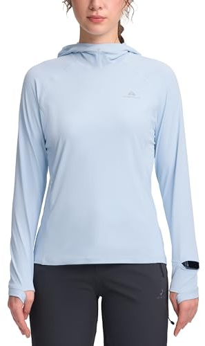 Pioneer Camp UV-Shirt Damen Langarm mit Kapuze UPF 50+ Atmungsaktiv | Schnelltrocknend, Daumenlöcher, Antistatisch, Öffnung für den Pferdeschwanz, Uhrenfenster-Design, für Wandern und Angeln