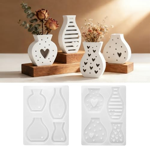 4 Moldes Resina Epoxi,Resina Epoxi Manualidades,silicona moldes,Molde de silicona mini florero,Decoración, Artesanía
