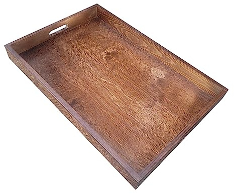 Lar Plateau en bois, 60 x 40 x 6 cm, marron – Plateau de service polyvalent pour la décoration de la maison, de la cuisine, de la salle à manger, parfait pour le divertissement et les fêtes