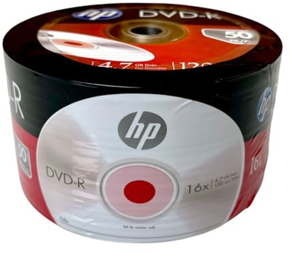 HP DVD-R Blank Recordable Disc 16X 4.7GB , Logo, 50 Pieces