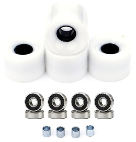 Tsophreniq Set di 4 ruote per longboard e skateboard, con cuscinetti e distanziatori, ruote di ricambio in PU per longboard