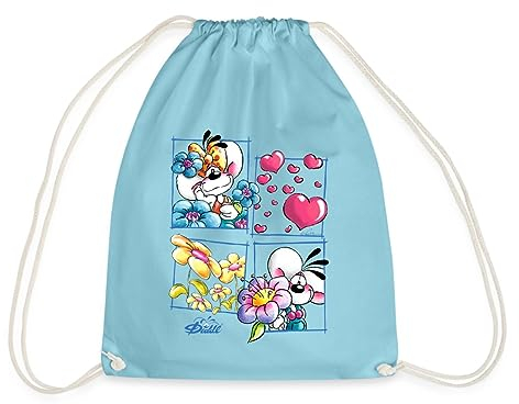 Spreadshirt Diddl Und Diddlina Sind Verliebt Turnbeutel, One size, Aqua