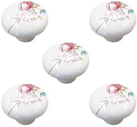 EBETA 10 x Maniglie e pomelli cassetti Manopola per mobili Manopola Armadio Manopole Manopole per porte Manopola per mobile, ceramica (Bianco-Tulipano)