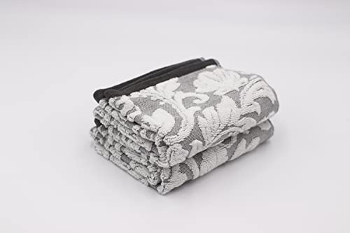 Lex's Linens Pack of 2 Jacquard Floral Guest Towels (Grey)