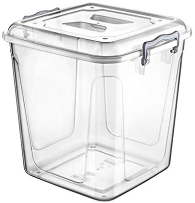 Muddy Hands Clear Plastic Storage Box with Lid Kitchen Pantry Food Pasta Flour Cereal Stackable Container Tub (20 Litre)
