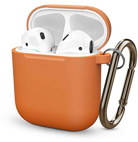 ELLENNE Cover Silicone Slim per Apple AIRPODS 1/2 Custodia Arancione Scuro | COVER SILICONE SLIM COMPATIBILE PER APPLE AIRPODS 1 E 2 CUSTODIA ANTIGRAFFIO + GANCIO (Arancione Scuro)