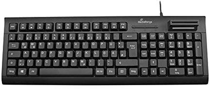 MediaRange Tastatur Kabel QWERTZ (DE/AT) mit Chip-Karten Terminal Schwarz | Ziffernblock | Multimedia-/Funktionstasten | QWERTZ Layout