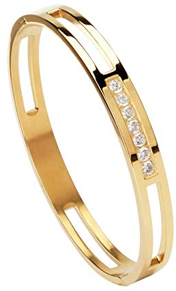 MILAKOO Edelstahl Armreif für Damen Armband mit Zirkone silber rosagold gold schwarz 6mm/8mm