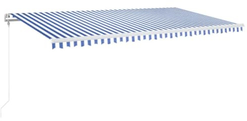 vidaXL Gelenkarmmarkise Automatisch Markise Sonnenmarkise Balkonmarkise Sonnenschutz Sichtschutz Terrasse Garten Balkon 600x350cm Blau Weiß