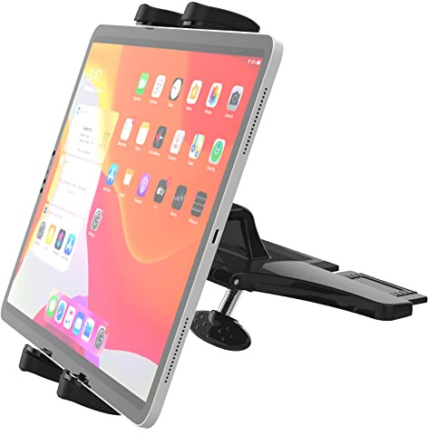 Cuxwill Car CD Slot Mount Tablet Holder for 4-13 iPad & Phone, Universal 360° Rotation Car Truck Front CD Player Tablet Mount for iPad Pro 12.9 Air Mini Generation, Galaxy Z Fold 4 3, iPhone