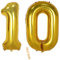 2 Ballons Numéro 10, Ballon 10 Ans Anniversaire Or XXXL 100cm Gold Géant Ballon Figurines Gonflable Hélium Feuille Chiffres Deco Pour Enfants Fille Garcon La Décoration De Fête Mariage D'anniversaire