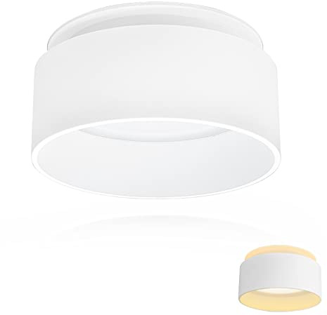 KYOTECH LED Deckenstrahler mit indirektem Licht inkl. 5W austauschbar LED Modul Warmweiß 3000K 400LM Aufbauspot LED Einbaustrahler Rund Weiß Einbau Design Spot 30mm extra flach mit großer Leuchtfläche