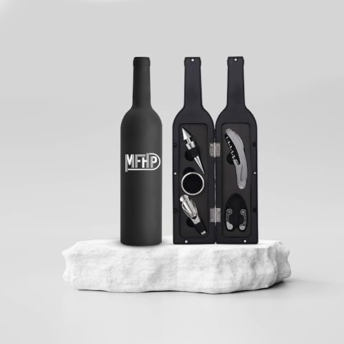 Set di accessori per apribottiglie di vino di lusso - Cavatappi con 1 capsule, anello di gocciolamento, versatore e tappo – Decorazione per pavimento, casa e ufficio - Regali originali