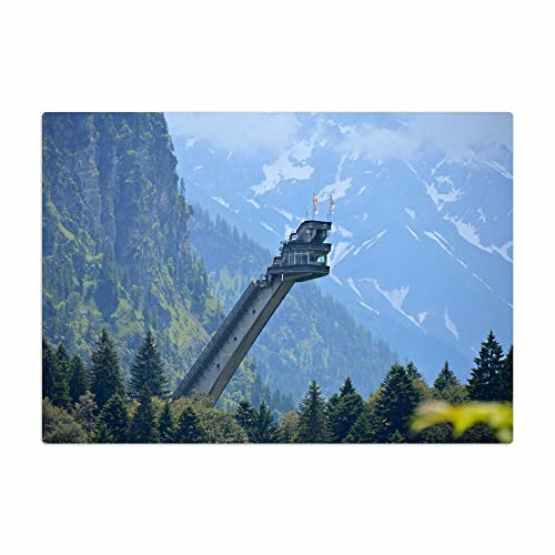Vero Home 12943 Glas-Schneidebrettchen | Motiv Sport Ski-Schanze | rutschfest, kratzfest und lebensmittelecht | Maße: 29 x 20 cm