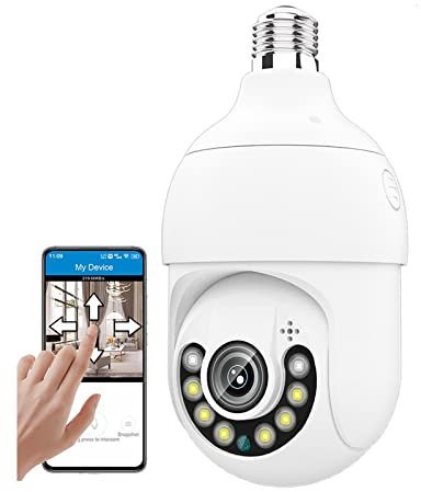 5MP E27 Ampoule Caméra De Surveillance Alexa Étanche Extérieur WIFI IP Caméra CCTV Suivi Automatique Couleur Vision Nocturne Conversation Bidirectionnelle Alarme De Mouvement PTZ,Add 128g card