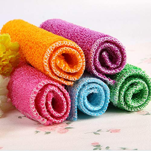5/20PCS Dish Cloth Bamboo Fiber Cleaning Towel Washing Towel Kitchen Cleaning Wiping Rag (Size : 10 Random cloth)