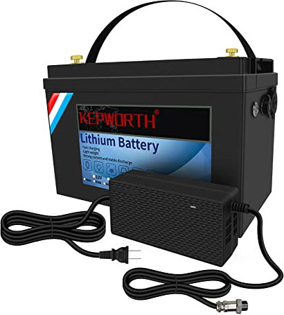 KEPWORTH Lithium Battery 12V 100Ah LiFePO4 Batteries with 100A BMS, Deep Cycle Rechargeable Lithium Iron Phosphate Battery, for Solar, Marine, Camping, RV, Boat