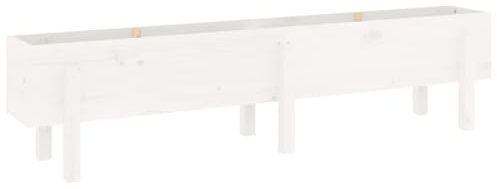 vidaXL Hochbeet, Pflanzkübel Gartenbeet für Garten Balkon Terrasse, Pflanzkasten Blumenkasten zum Selber Bauen, Pflanzbeet Gemüsebeet, Weiß Massivholz Kiefer