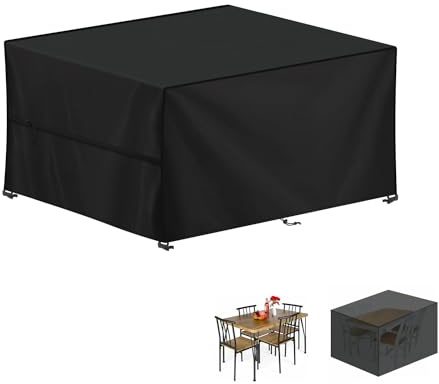 LAMUNI Abdeckhaube Gartenmöbel 130x90x80cm Tisch Abdeckung Gartentisch Wasserdicht Abdeckplanen für Gartenmöbel Plane 420D Oxford Gewebe Schutzhülle für Gartenmöbel, Loungemöbel, Rattanmöbel | 420D Oxford-Gewebeplane für Gartentisch, Schutzhülle für Gartentisch, wasserdicht, 130 x 90 x 80 cm