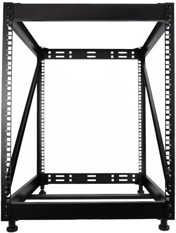 kenable Flat Packed 12U Open Data Cabinet Desktop/Floor Mount 19 inch Rack Frame 482mm Depth Powder Coated Steel for Network Equipment PDU Patch Panel