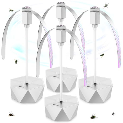 PIMAG Fly Fans for Tables, Fly Repellent Fan Outdoor Indoor Keep Flies Away, Repellent Fans for Tables with Holographic Blades for Picnic, Party, Restaurant, Kitchen, and BBQ, 4 Pack Silver