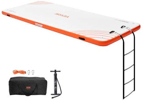 VEVOR Quai flottant gonflable, 4,57 x 1,82 m, plate-forme de quai gonflable, tapis de quai flottant antidérapant avec sac de transport portable échelle amovible radeau d'île pour piscine, plage, océan