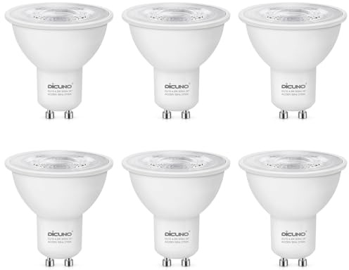 DiCUNO Dimmable GU10 LED Bulbs, 4.2W=40W, Warm White 2700K, 305LM, 6Pcs | Energy Saving GU10 LED Light Bulbs, 38° Narrow Beam, for Home Lighting Decor