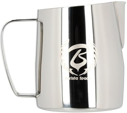 Barista Space Polished Silver Milk Jug 450 ml, optimal für Latte Art mit präziser Ausgusstülle, leicht und handlich, empfohlen von Weltmeistern – silverSilver - 450 ml