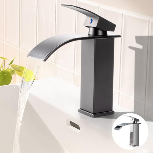 Cascata Rubinetto per Bagno Miscelatore Lavabo Monocomando (Grigio)