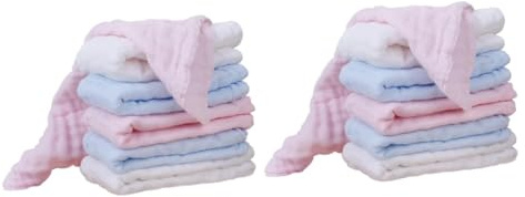 VICASKY 12stücke Frottee Tücher Aus Baumwolle Vielseitige Spucktücher Und Waschtücher Für Neugeborene Weiß Blau Rosa Für Babypflege Und Unterwegs