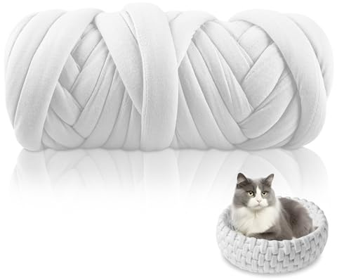 WIYETY DIY Sperrige Armstricken Wolle: 500g Roving Garn zum Handstricken Häkeln,Hand Chunky Strickdecke Decke Garn,Strickgarn Grob Gestrickte Kuscheldecke für Decken Körbe Haustiernester, Weiß