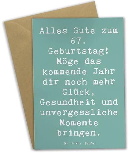 Mr. & Mrs. Panda Beileidskarte Spruch 67. Geburtstag - Geschenk, Grußkarten, Alter, weihnachtskarten, Happy Birthday, Weisheiten, osterkarte, Jahr, handgefertigt, hochzeitskarten, Geburtstagsgeschenk