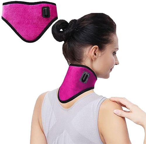 Nackenbandage USB Heizung Nackenwärmer mit Abschaltautomatik Nackenstütze 3 Wärmestufen Halskrause Schnelle Erwärmung Nackenheizkissen Beheizbar Halsbandage für Nackenschmerzen Linderung (Rosa)