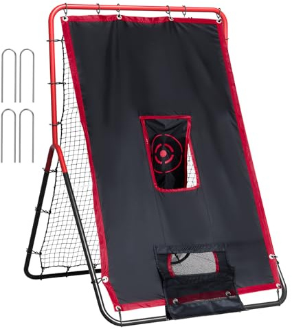 VEVOR Baseball and Softball Rebounder Net, 3.5 x 4.5 ft 2-in-1 Switch Hitter Pitch Trainer, PitchBack Baseball Pitching Return Trainer Nest, Bounce Back Net for Fielding/Throwing Practice