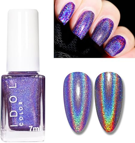 Holographischer Laser-Nagellack, 7 ml, für Nail Art, ohne UV-Lampe (Lila)