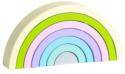 Kiuiom Holz Montessori Regenbogen,Regenbogen Holz Spielzeug Bausteine,Stapelturm Pastell,Vorschule Stapeln,Baby Lernen Spielzeug,Für 2 3 4 5 Jahr Kinder,Macaron