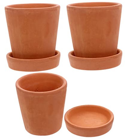 FONDOTIN 3sätze Titel Keramische Blumentöpfe Für Sukkulenten Farbige Terracotta Pflanzgefäße Mit Untersetzer Für Innen Und Außenbereich