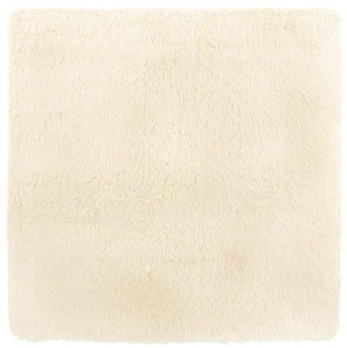 vidaXL Alfombra Peluda de Pelo Largo Crema 240x240 cm poliéster, Alfombra, Alfombra de Sala de Estar, Alfombra mullida, Alfombra de área