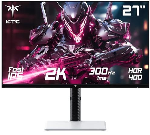 KTC 27'' Ecran PC Gamer, 320Hz, Fast IPS Moniteur Gaming, QHD 2K 2560 x 1440p, 1ms, Écran Blanc, Freesync & G-Sync, 144% sRGB, HDR400, Faible lumière Bleue, VESA 100x100, DP1.4/HDMI 2.1, H27E6