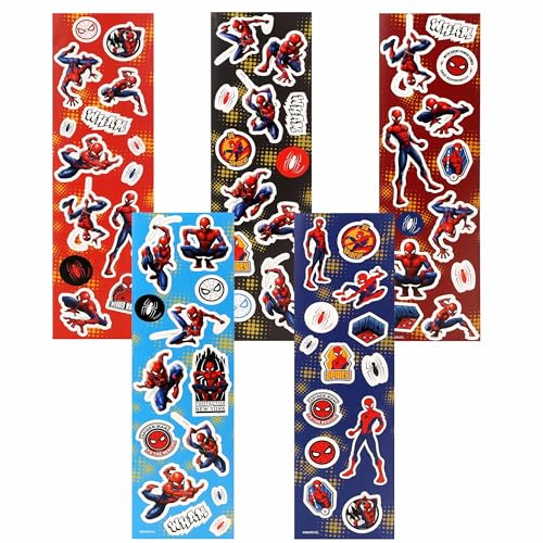 MARVEL Spider Man Buntes Stickerset, Sticker für Kinder, 5 Blatt (D)