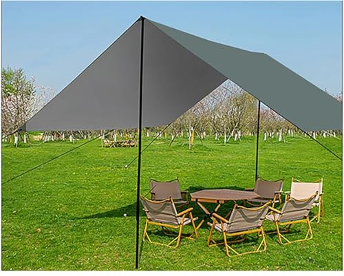 Lona impermeable para camping, 3 x 3 m, versátil para tienda de campaña y hamaca, refugio de emergencia ligero, color gris, ideal para senderismo y mochileros