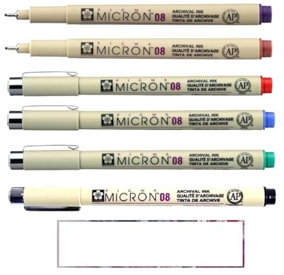 PIGMA MICRON Sakura 08 – Set mit 6 Farben, Set mit 6 Finelinern und 1 Karte