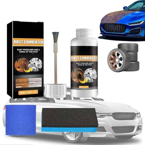 Convertisseur De Rouille,Décapant Rouille Voiture,Convertisseur De Rouille Paint,Peinture De Rouille De Revêtement Anti-Rust,Avec Pinceau,Traitement Anti-Rouille Pour Intérieur Et Extérieur,Blanc,50ml