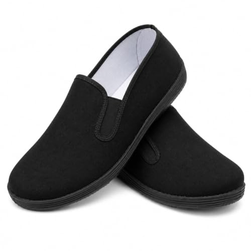 Chaussures en Tissu pour Arts Martiaux, Chaussures Traditionnelles Chinoises de Tai Chi et de Kung Fu, Chaussures en Toile pour Hommes et Femmes Black EU Size 44