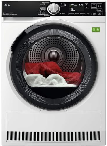 AEG WiFi Wärmepumpentrockner 9 kg mit SmartDry, Serie 9000X AbsoluteCarePlus - Daunentrocknung, 3D-Scan Restfeuchteermittlung, A, Trommelbeleuchtung, Knitterschutz -Weniger Bügelaufwand TR9XW80890