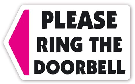 Ring The Doorbell Sticker - Self Adhesive Vinyl - Pack of 2-100mm wide - Front Door Home House Bell Arrow Sign - LEFT