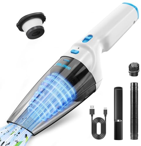 Milunho Handheld Vacuum Cleaner, 9500PA Car Vacuum Cleaner Cordless with Powerful Suction, Lightweight & Portable Car Cleaner for Car/Home/Pet (Blue)